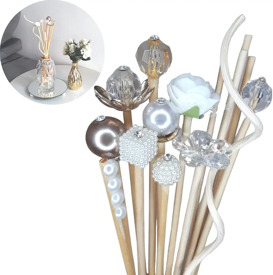 Sonho Rosa Mundo Kit De Varetas Decoradas Novas Difusor Aromatizador Ambiente - Jogo c/ 15 Unidades (Varetas Sortidas Creme)(V07Sort015)