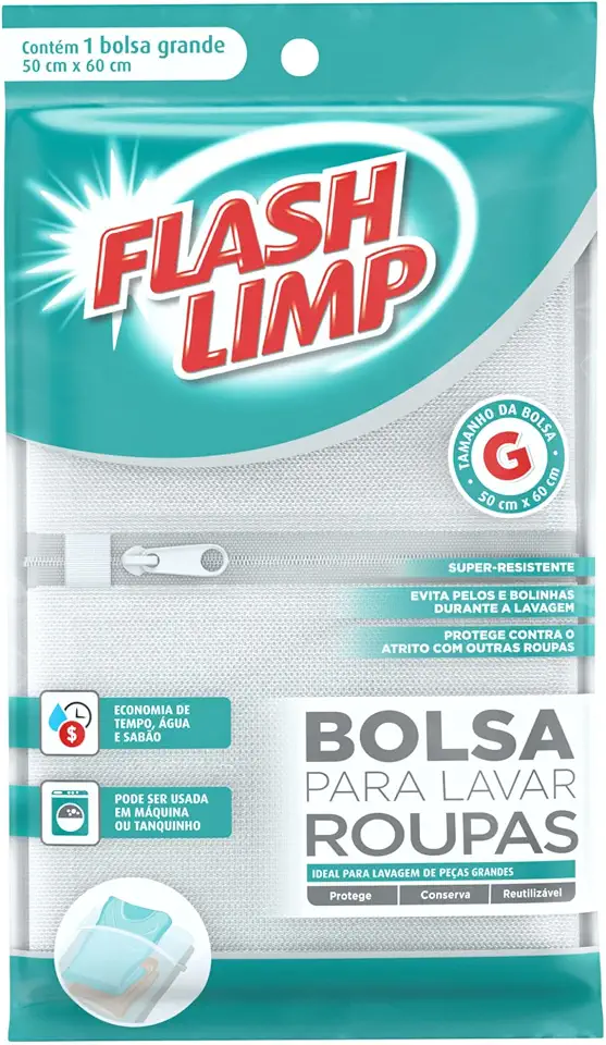 Flash Limp Bolsa Para Lavar Roupas Grande 50 X 60 Cm Branco Lav7702