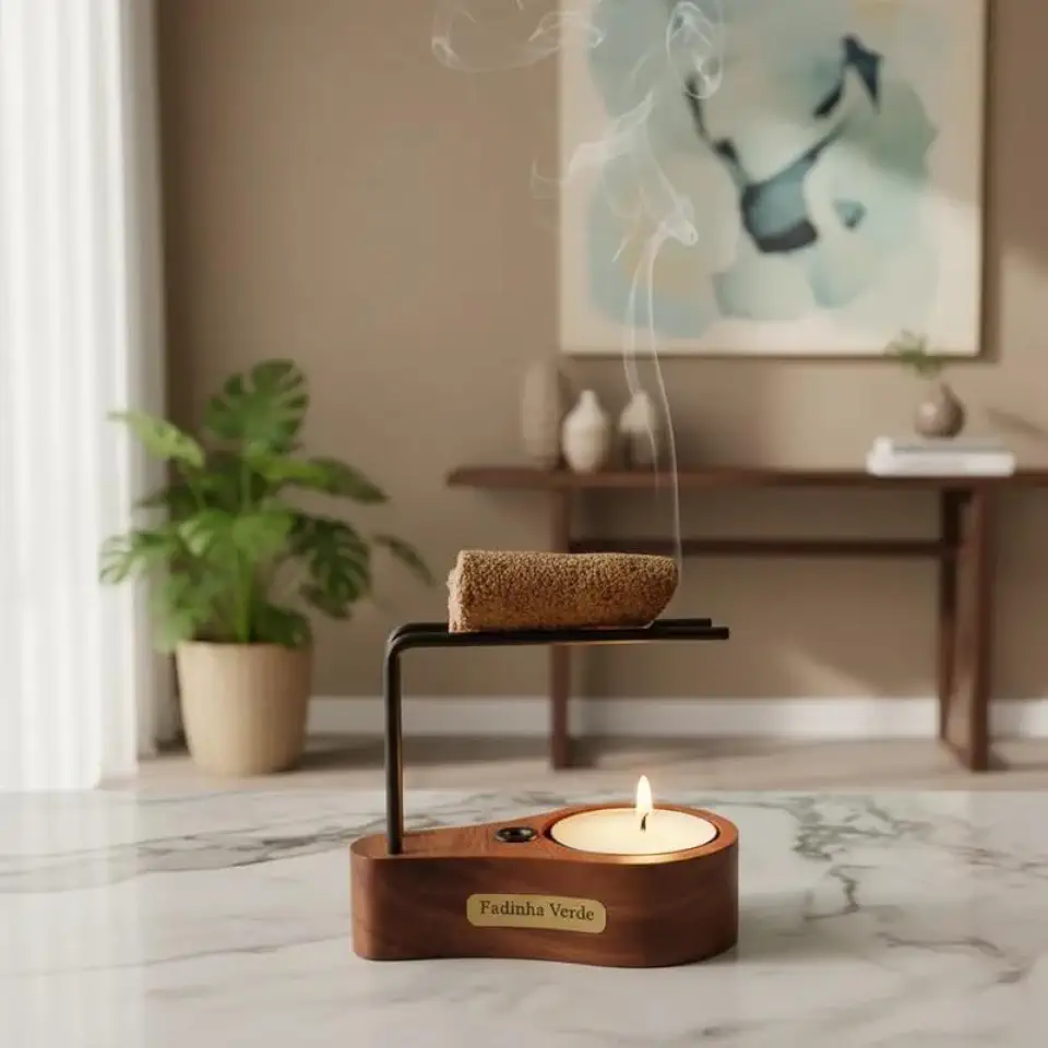 Incensário Suporte Palo Santo 1 vela1 palo Santo Power Proteção Limpeza Energética Descarrego Incenso Natural