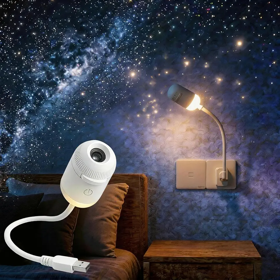 Projetor de luz noturna Galaxy Starry Sky, portátil 2 em 1, com 12 filmes de projeção, controle de brilho ajustável de 360°, luz noturna LED para crianças, adultos, quarto, casa, teto, carro