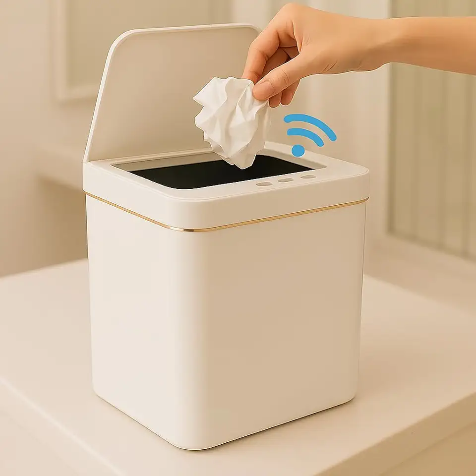 Lixeira Automática 11L Com Sensor De Movimento Higiênica Para Banheiro E Cozinha, Pia Cozinha, Quarto e Escritório,Lixo Com Tampa Inteligente, Abertura Rápida, Resistente à Umidade IPX5