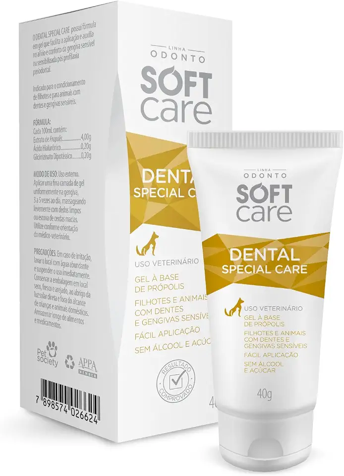 Soft Care Dental Special Care Gel Dental para Dentes e Gengivas Sensíveis 40g para cães e gatos by Pet Society