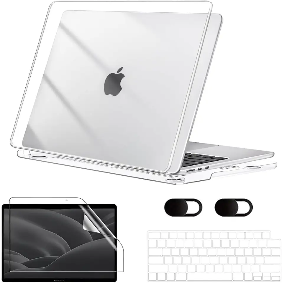 Capa para Macbook Air 13,6'' A2681(M2) 2022/A3113(M3) 2024/A3240(M4) 2025/(M5)2026, Com Película de Teclado, Película de Tela Hidrogel e Capa de privacidade para câmera (Transparente Cristalino)