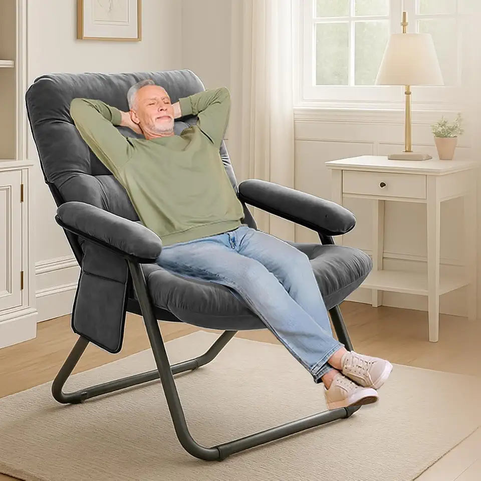 Poltrona Ergonomica Longue, 3 Posições, Poltrona do papai de praia Reclinavel Portátil Resistente para Sala de Estar/Sala de Jantar, Poltrona para sala de Estudo Suporta Até 80 kg