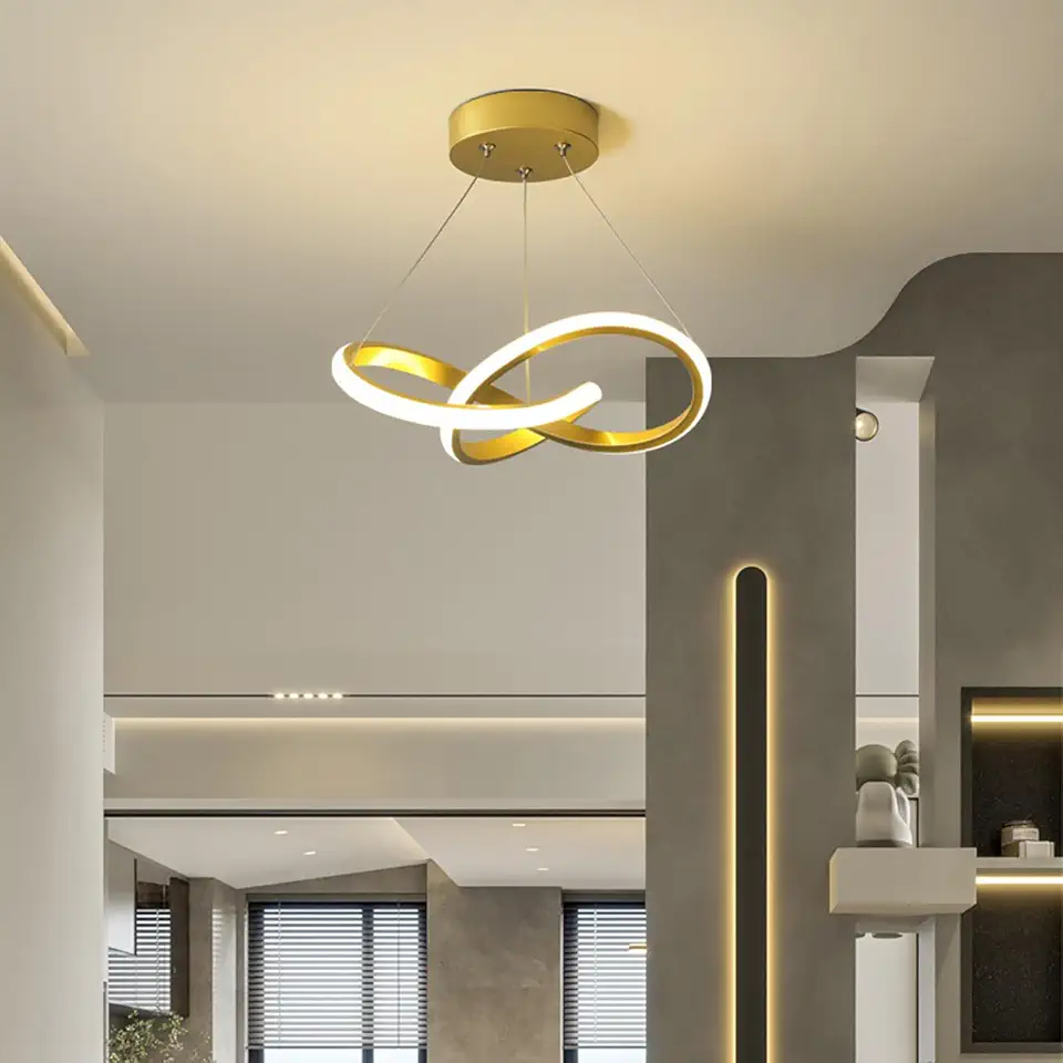 EKROTOK Lustre Pendente 28CM, Lustre de Alumínio 28W com Luz de 3 Cores, Luminária De Teto com Abajur de Silicone (110-220V)