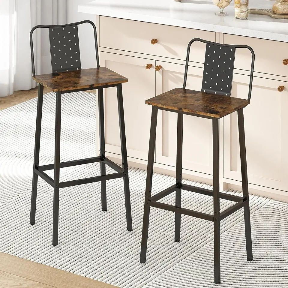 Conjunto de 2 Peças de Banqueta Alta para Balcão, Banquetas para Balcão de Cozinha, Bancos de Bar Alto Versáteis para Bares, Cafés e Cozinhas