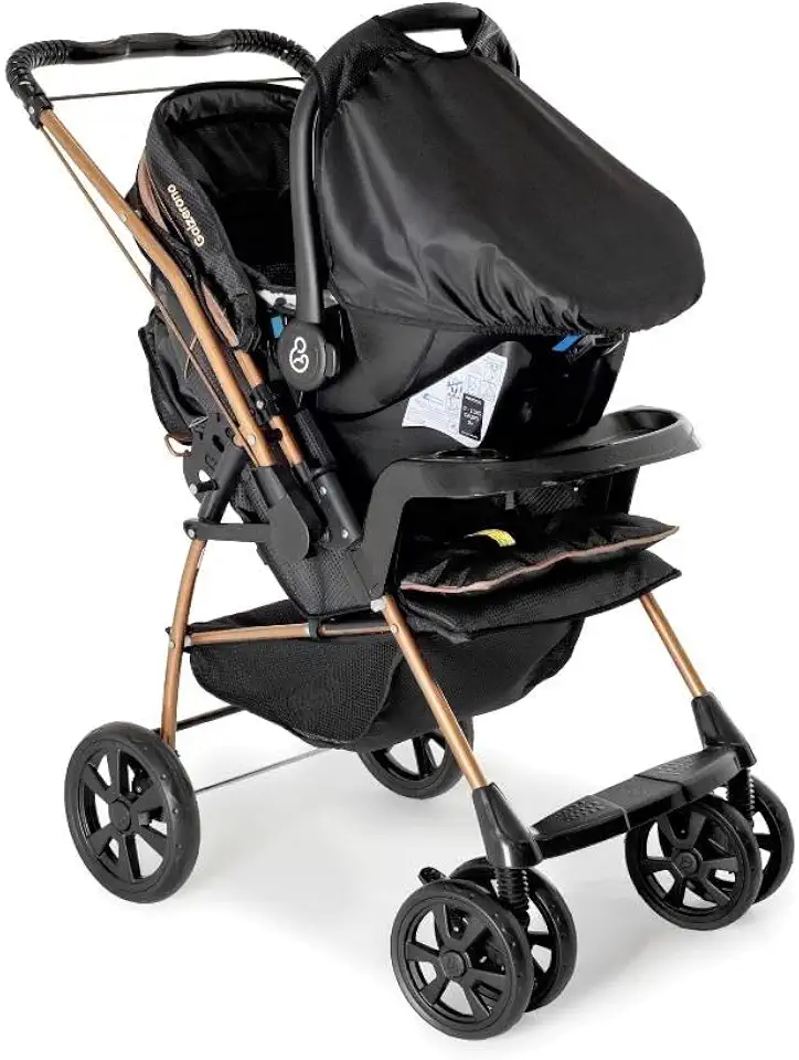 Travel System Galzerano Carrinho de Bebê Milano Reversível III 1019 Preto Golden