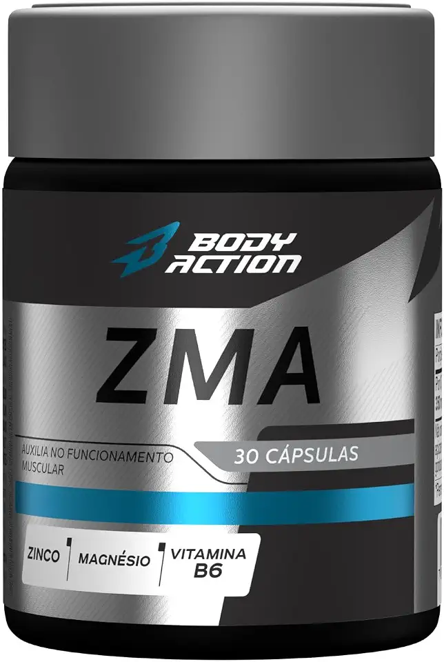 ZMA Zinco Magnésio Vitamina B6 30 Cápsulas Bodyaction