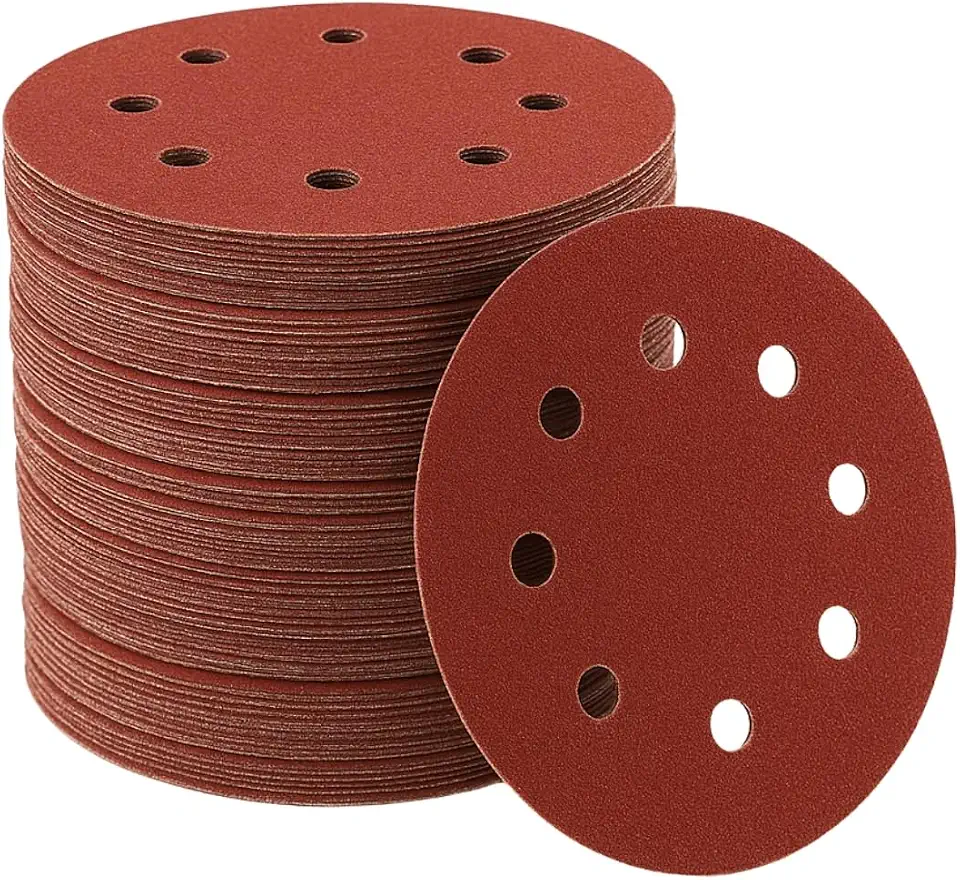 Kit 20 Disco De Lixa Com Fecho Autoadesivo Circular 8 Furos Para Lixadeira Madeira Metal Massa Corrida - 5" 125mm (120 Grãos)