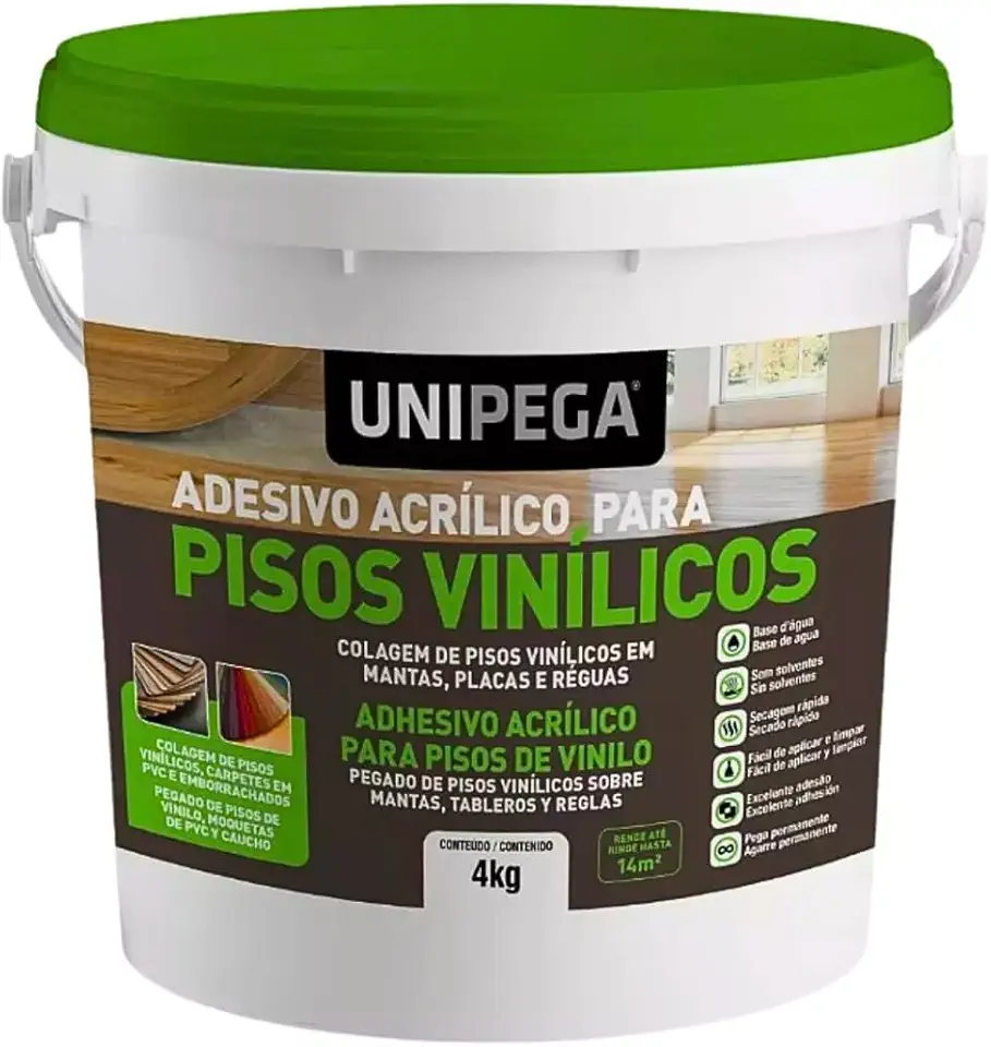 Adesivo Cola Piso Vinílico Acrílico Profissional Balde 4kg