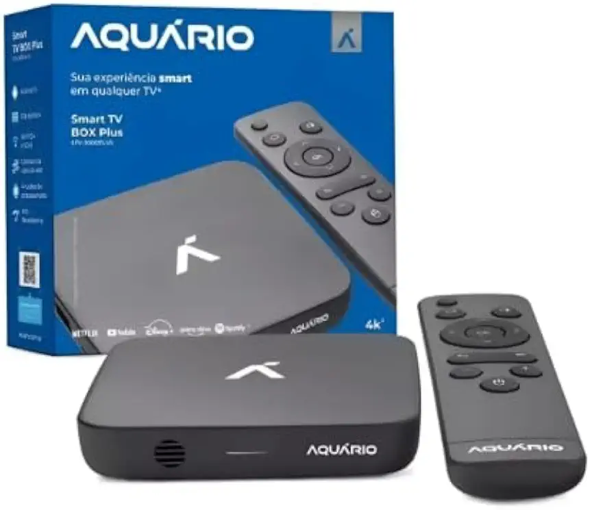 Smart TV Box Android 11, 4K Ultra HD 60fps, Wi-Fi Dual Band, 2GB RAM, 16GB Armazenamento, Espelhamento de Tela, com Controle Remoto e Cabo HDMI