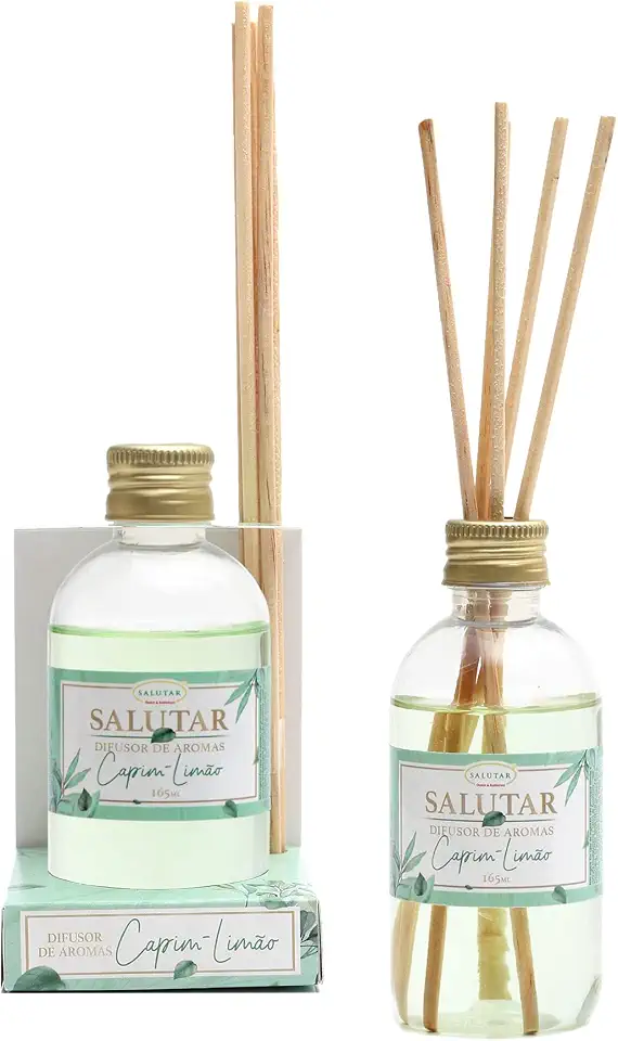 Aromatizador de Ambiente Capim-Limão 165 ml Difusor com 5 Varetas, Salutar