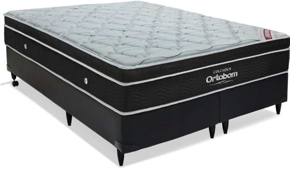 Cama Box King Ortobom Elegant Superpocket Super Ortobom Preto/Branco