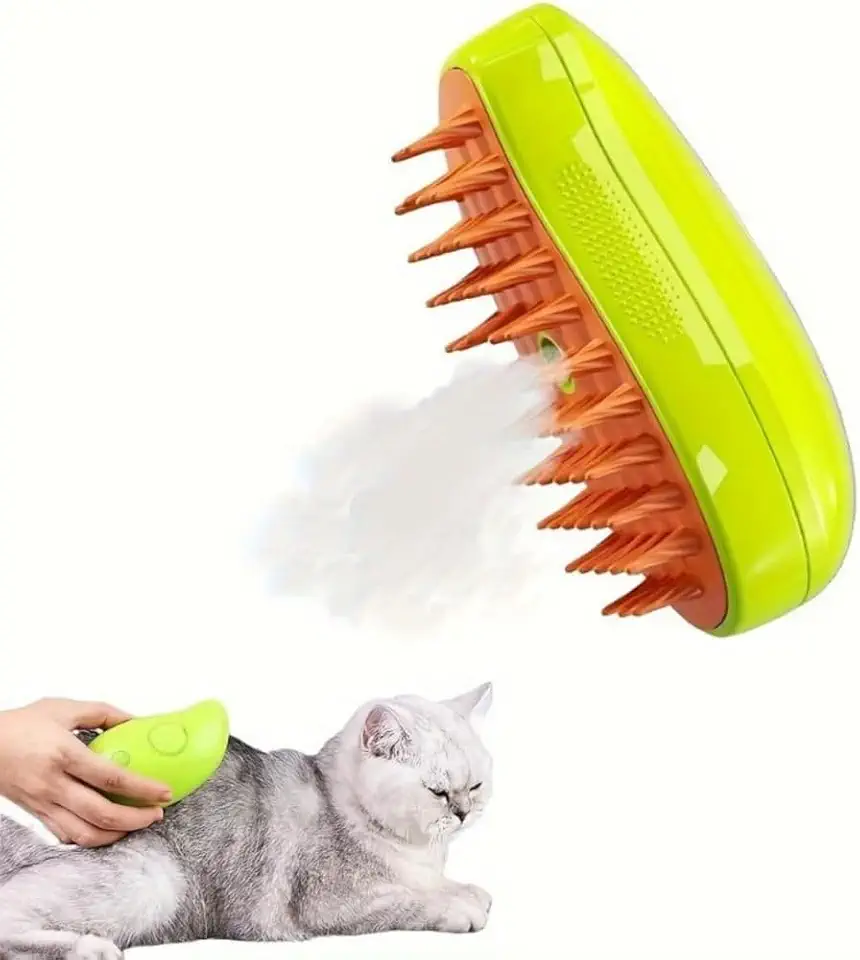 Escova Pet Para Gatos Elétrica Vaporizadora 3 em 1 Para Animais de Estimação Pets Ideal Para Gatos e Cachorros Massageadora e Recarregável Via USB Premium