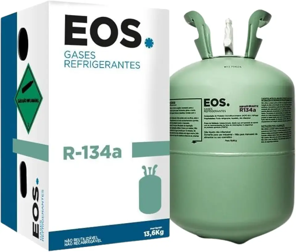 Botija de Gás Refrigerante EOS R 134-a para Ar Condicionado Automotivo e Refrigeração Substituto do R-12 Cilindro 13,6kg