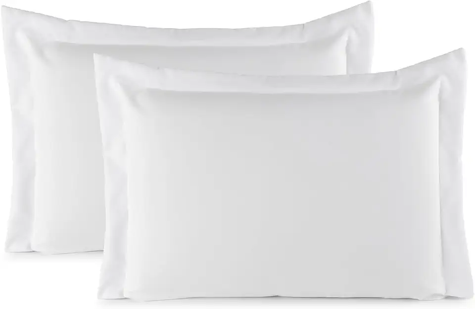 Kit 02 Fronhas Aba Americana Tecido Percal 400 Fios Antiácaro, Anti-pilling com Toque Macio - Branco