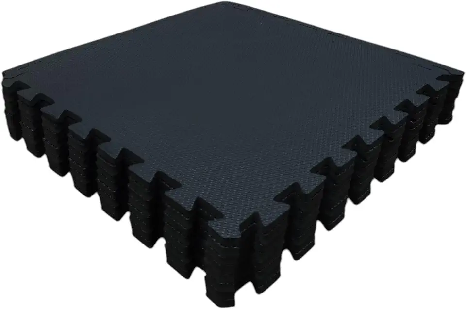 Kit com 12 Tatames Tapetes EVA Com Borda 50cm X 50cm X 1cm Preto