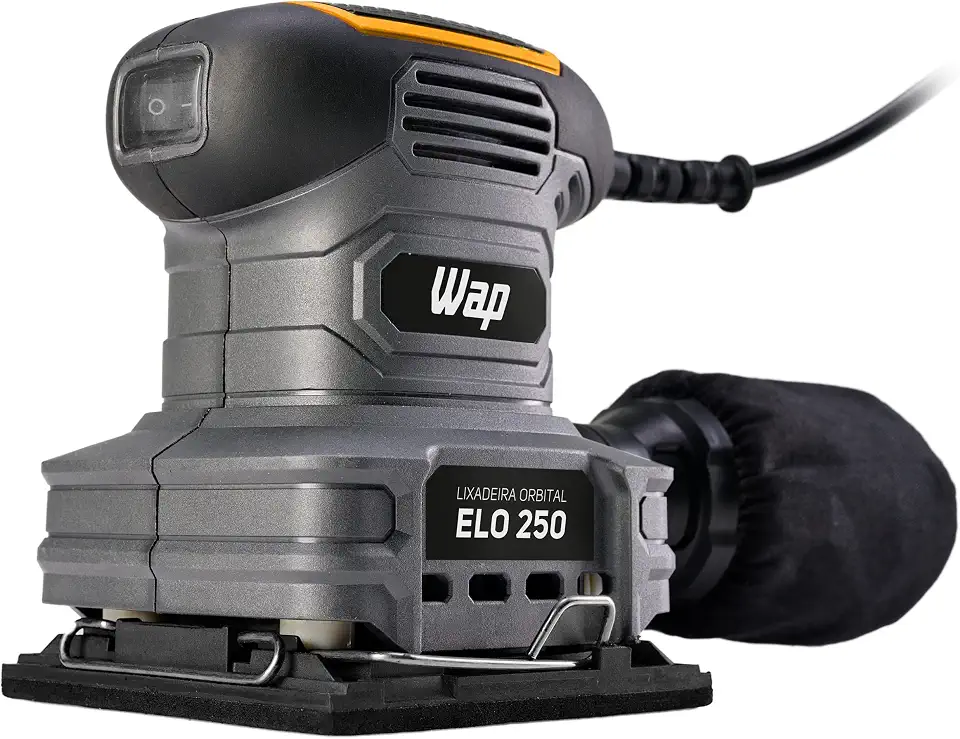 WAP Lixadeira Roto Orbital ELO 250 com Coletor de Pó Removível, Empunhadura e Base Emborrachada, 110 x 105mm 250W 127V