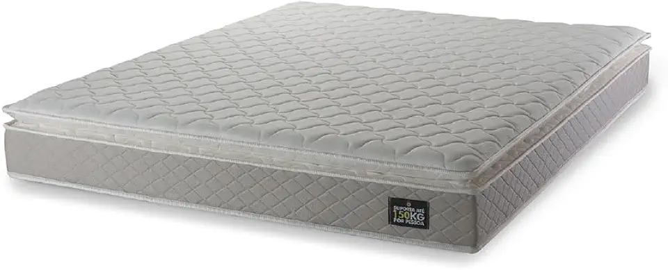Colchão Casal Strong Pillow Top Espuma D45 138x188x24cm Bege - Suporta até 150kg por Pessoa