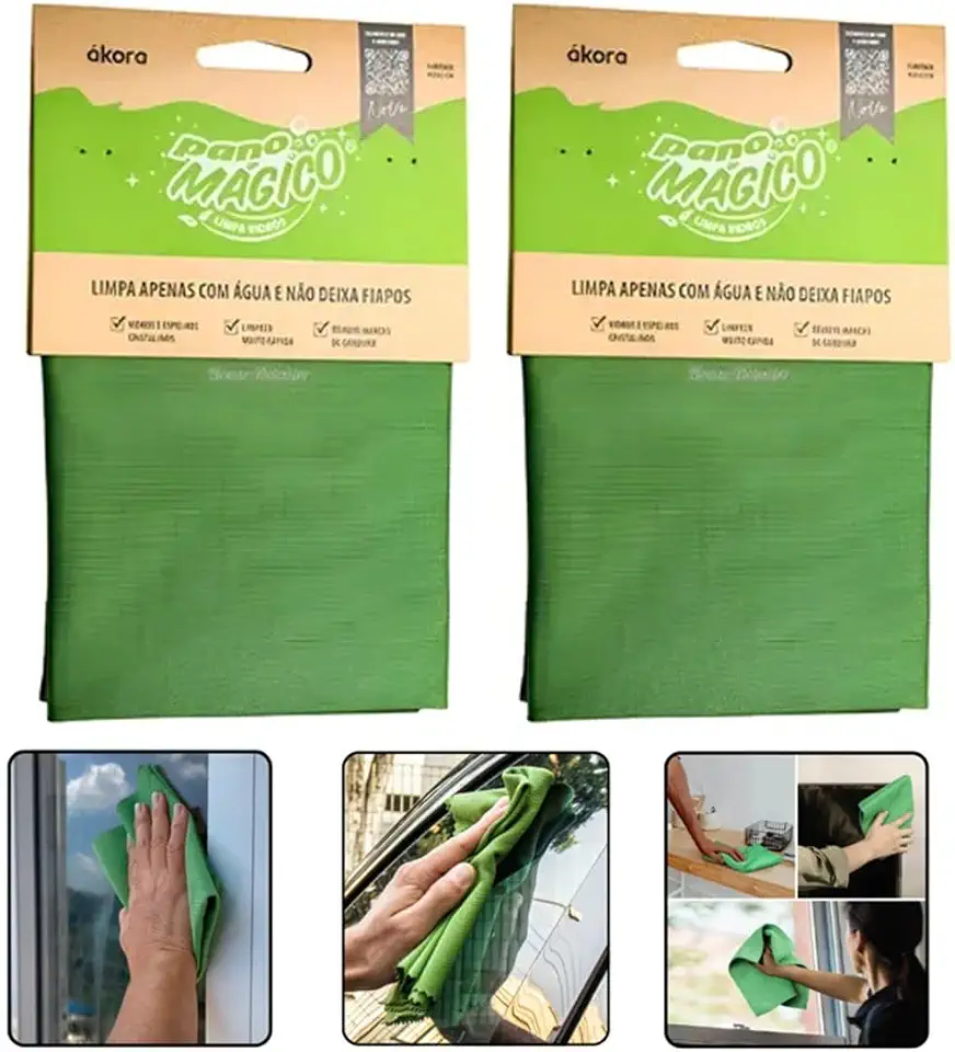 Pano Limpa Vidro Pano Mágico Ákora Ecológico Poliester E Poliamida - Limpa Só Com Água