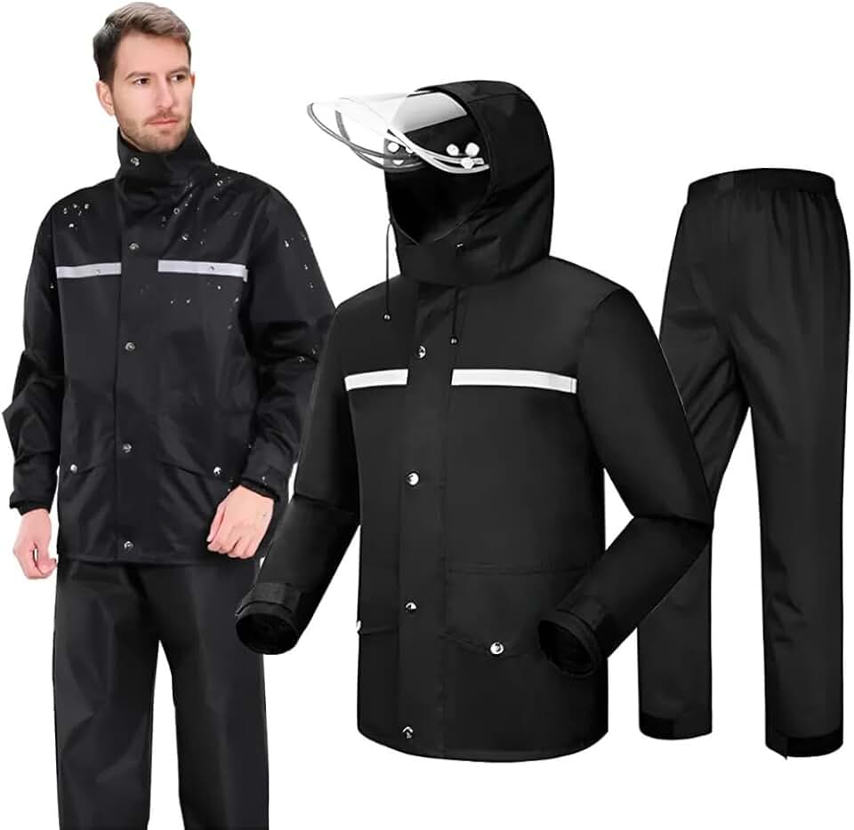 Capa de Chuva para Moto com Jaqueta + Calça Refletiva Impermeável – Motoqueiro, Ciclismo e Entregadores – Alta Visibilidade e Proteção Completa– Tamanho XXG 175-180cm 75-90kg