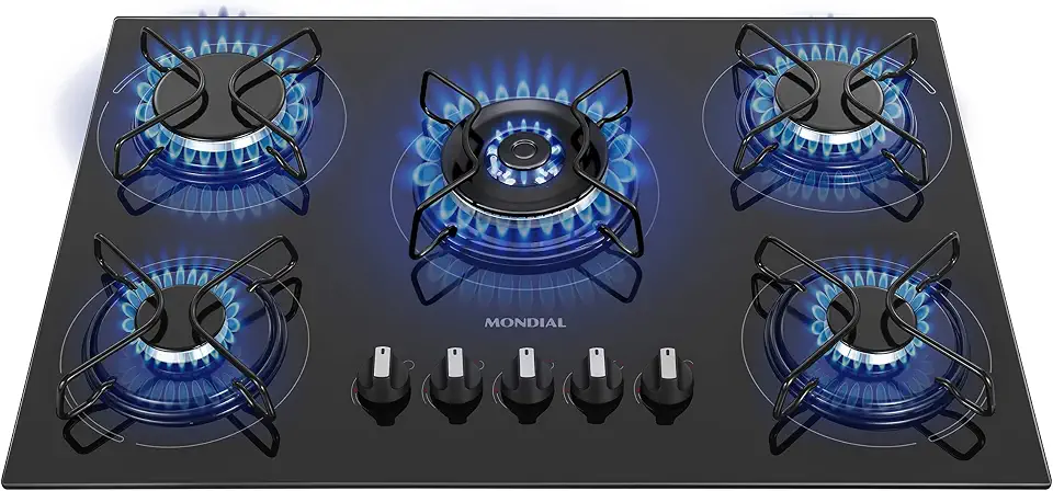 MONDIAL Cooktop a Gás, 5 Bocas, Preto/Inox, Bivolt - CTG-03