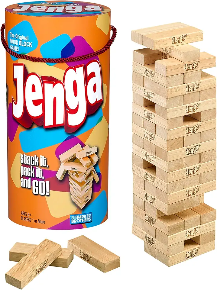 Hasbro Gaming Jenga Jogo Blocos De Madeira Empilhamento Torre Torre Kids Game Idade 6 E Acima (Amazon Exclusive)