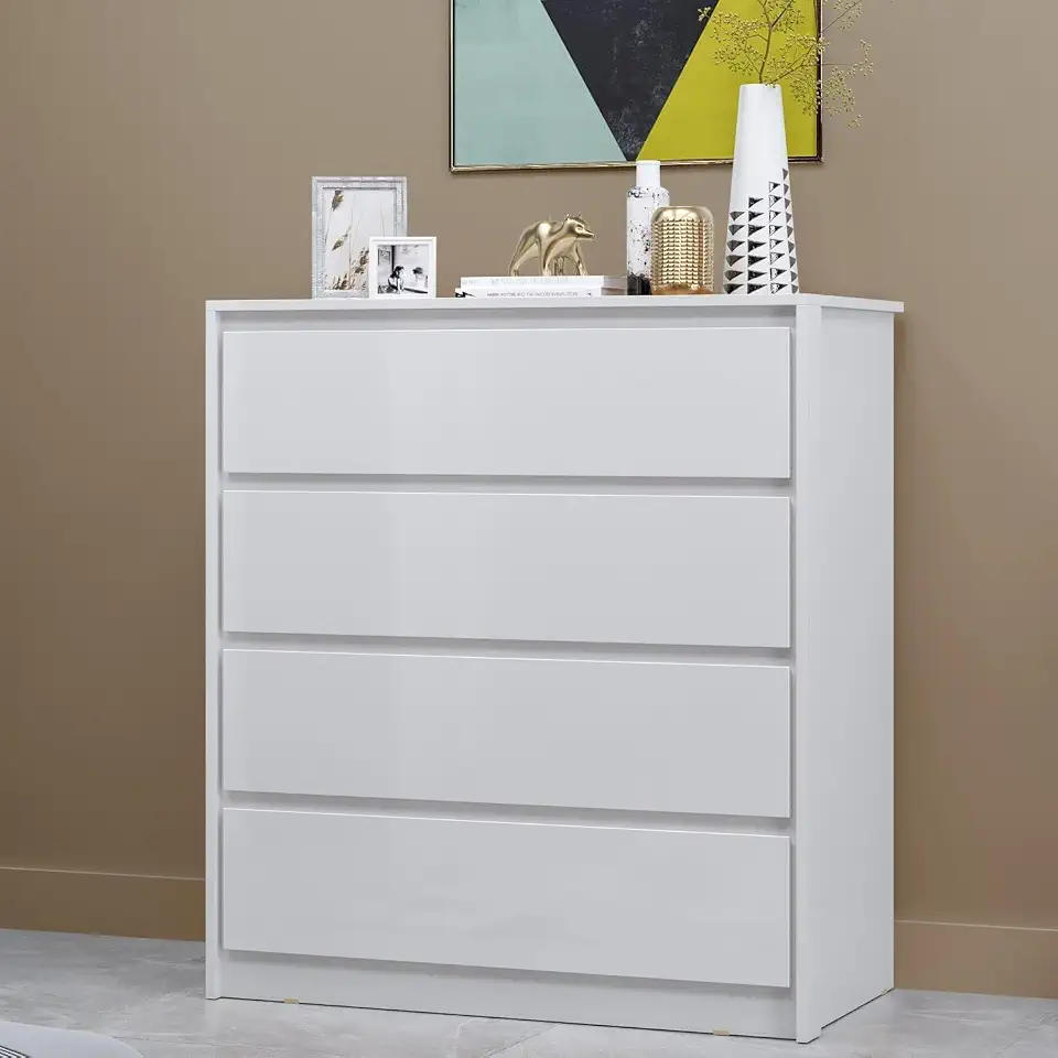 Cômoda 4 Gavetas em Mdp 89x92cm Carla Branco/Branco