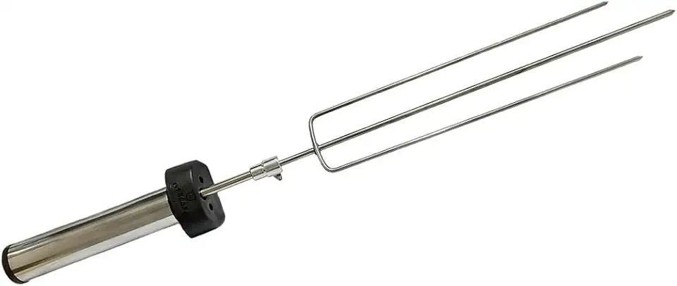 Espeto Giratório A Pilha Inox Regulável 50 a 65cm Churrasco