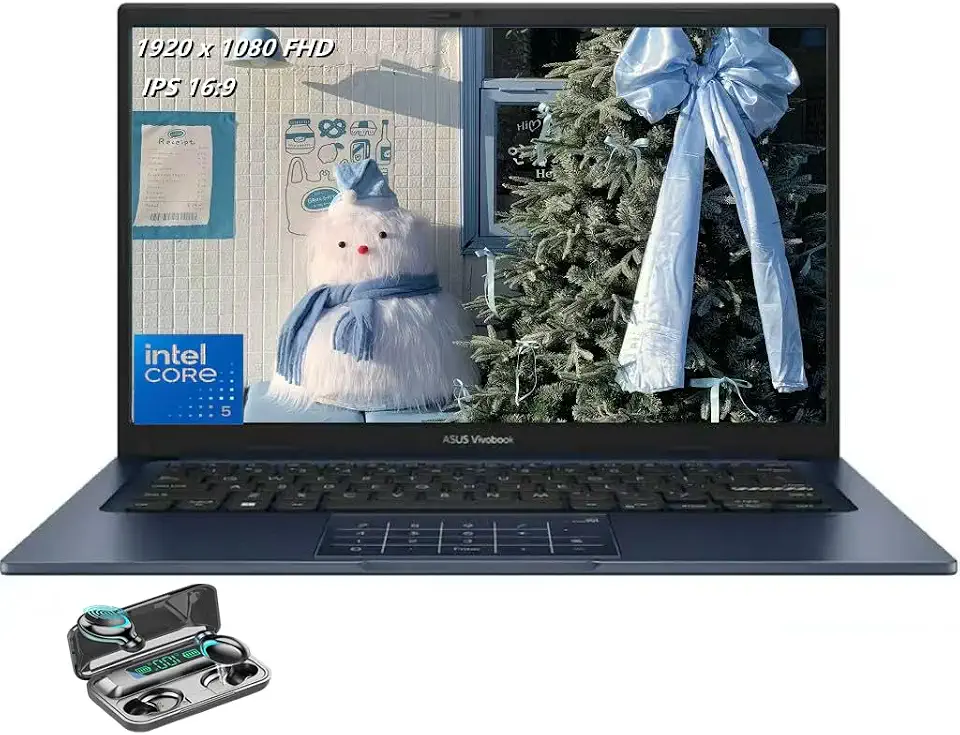 ASUS Notebook Vivobook 14, tela LED IPS 1920 x 1080 (Full HD), Intel i5-120U, Deca-Core, 8 GB de RAM, SSD de 256 GB, HDMI, azul silencioso, Windows 11 Home no modo S, TWE fones de ouvido sem fio