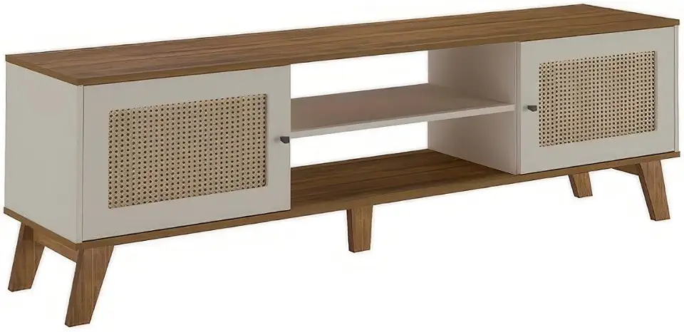 Rack para Tv ate 75" com 2 portas CHARLOTTE cor Pinho/Off White - Artely