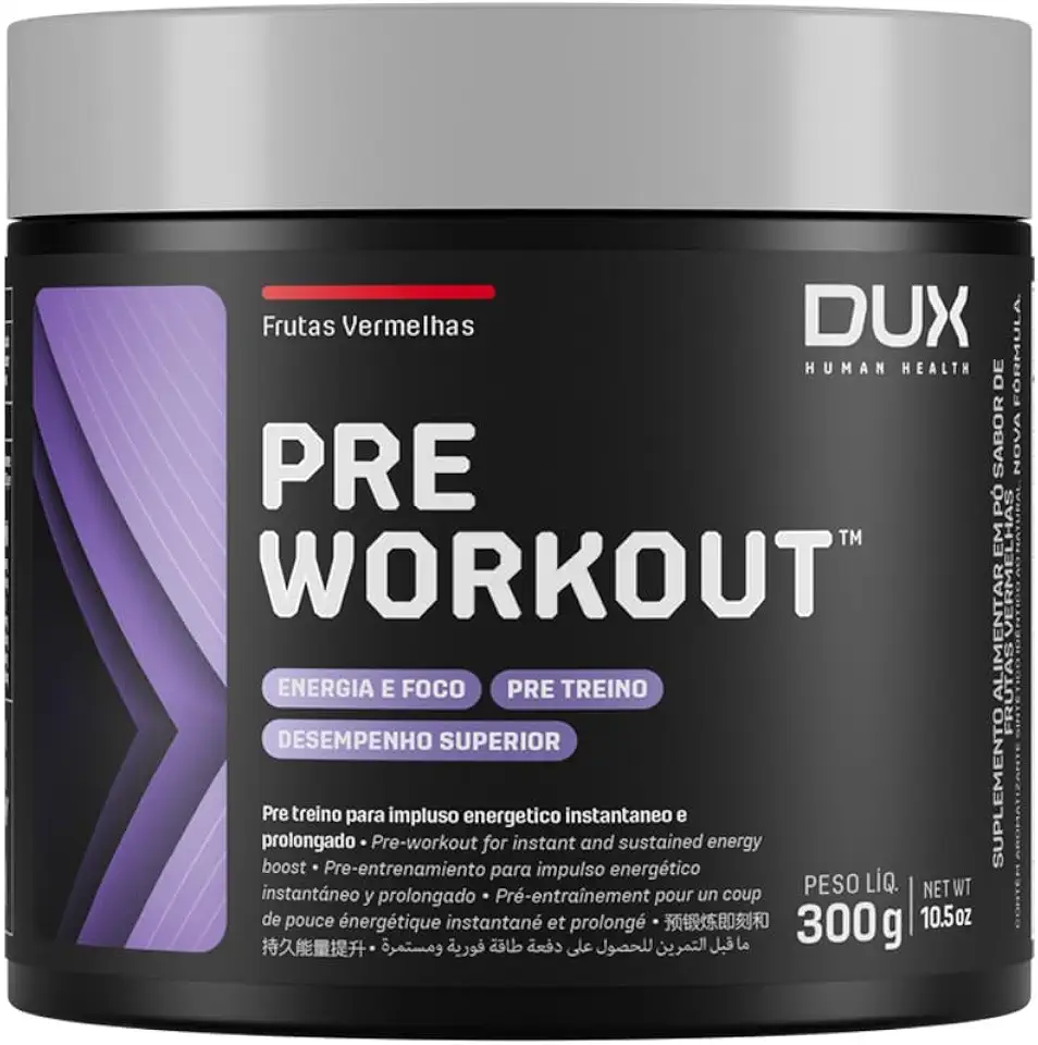 DUX Pré Treino Bifásico Pre Workout Original Sabor Maçã Verde 300G Dux Nutrition