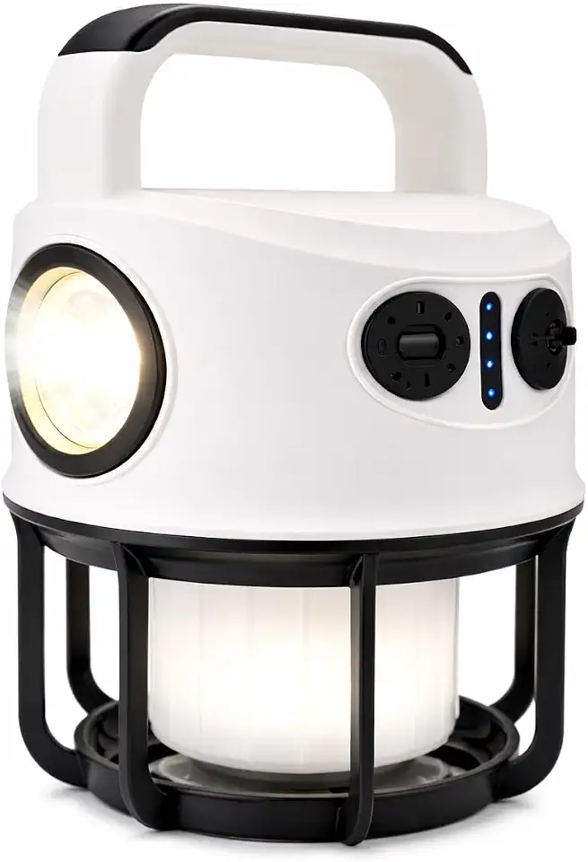 Lampião Luminária Led e Lanterna de Mão Recarregável USB Bateria Camping Aventura Manutenção 2 em 1