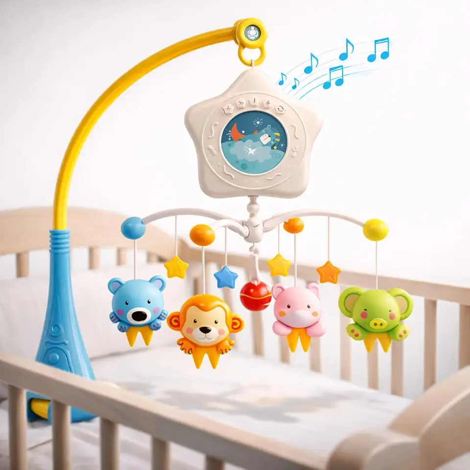 Móbile Musical para Berço Bebê com Música, Giratório, Brinquedo Colorido, Ajuda no Sono do Bebê, Fácil de Instalar, Ideal para Recém-Nascidos