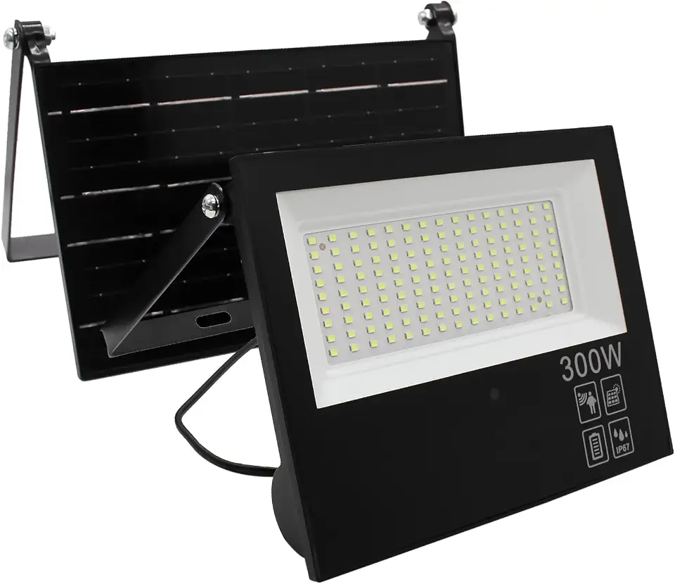 Refletor Solar Led 300w Placa Prova Dágua Sensor Ajustável 2em1