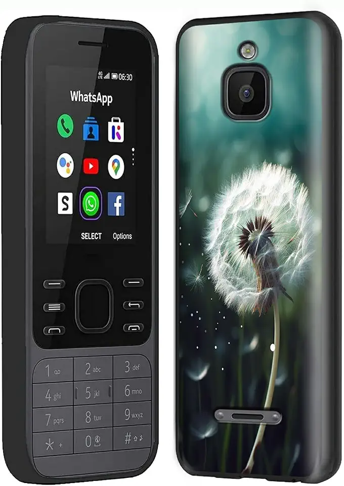 Capa para Nokia 6300 4G, Fina, Leve, À Prova de Choque, Macia, TPU, Branca, Dentes de Leão Brancos