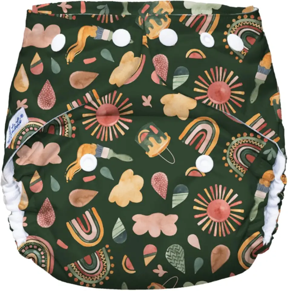 Fralda Reutilizável Ecológica para Praia e Piscina, Tamanho Único 5-18kg, Lavável, Unissex (Céu Boho)