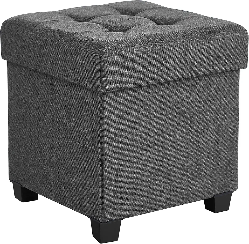 SONGMICS Banco Baú, Banco para Quarto com Compartimento de Armazenamento, Puff para Pés, 38 x 38 x 40 cm, Cinza Ardósia BRLSF14GYZ