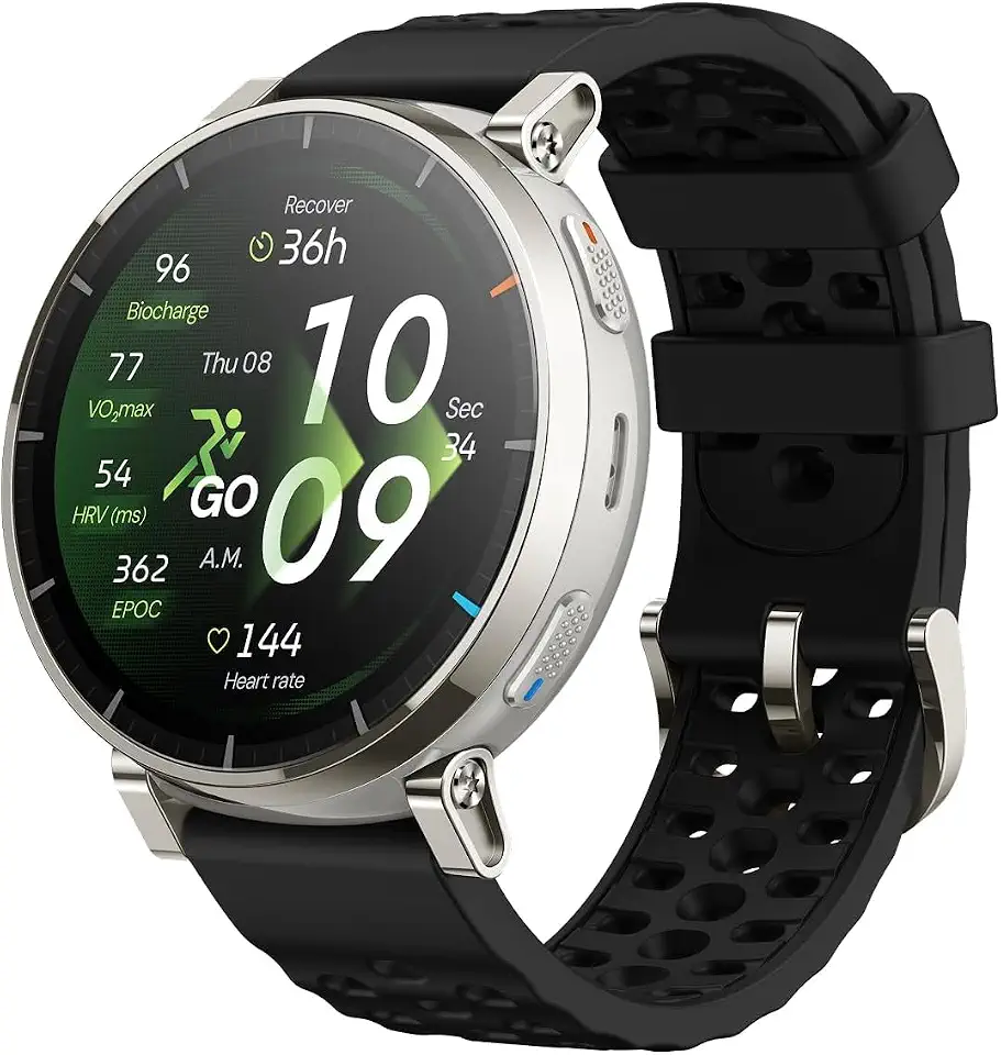 Amazfit Active 3 Premium GPS Running Smart Watch, 1.32" AMOLED Sapphire Display, 12-Day Battery, 4GB Offline Maps, 170+ Workout Modes, 5 ATM Black