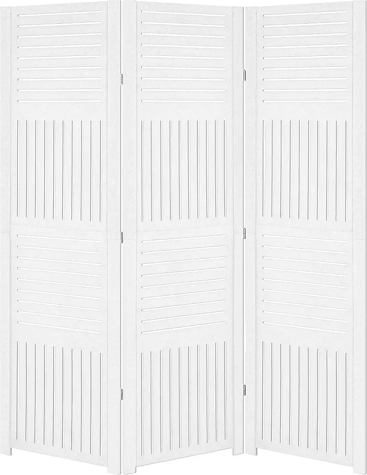 Biombo Pintado Divisoria Separador de Ambiente MDF Preto ou Branco (Branco, 3 Horizontal Vertical)