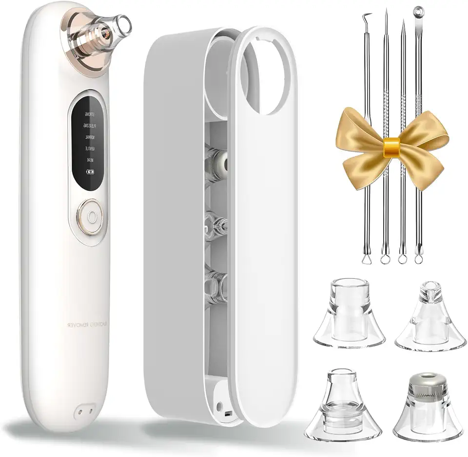Sugador de Cravos, Máquina de Beleza para Remoção de Acne com 3 Modos e 6 Pontas de Sucção, Branco