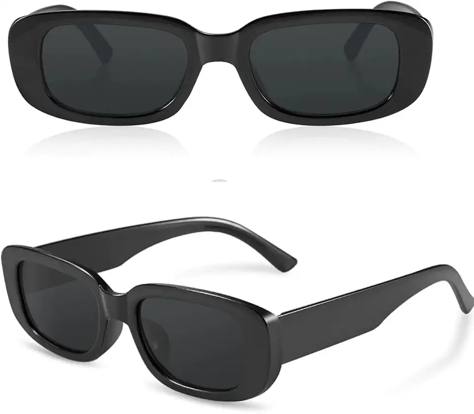 Óculos De Sol Retangular Retrô Preto Proteção UV400 Unissex Blogueira Moda Vintage Hype Solar