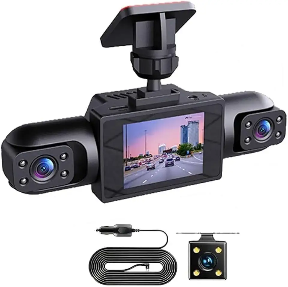 Sistema de Câmera de Carro 4K UHD 360 Graus com Câmeras Frontais, Laterais e Traseiras de 1080P, 4 DVR de Visão Completa com Detecção de Movimento, Gravação, Tela IPS de 3,16 Polegadas para Caminhão