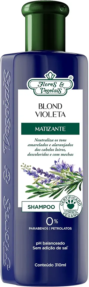 Flores e Vegetais Shampoo Matizante Blond Cinza 310Ml E Vegetais