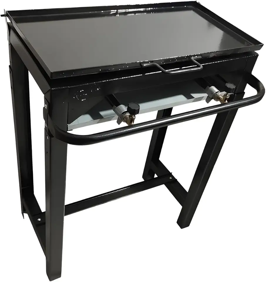 Fogão Industrial 2 Bocas Alta Pressão Preto com Chapa Opcional + Kit Mang e Reg (Com Chapa)