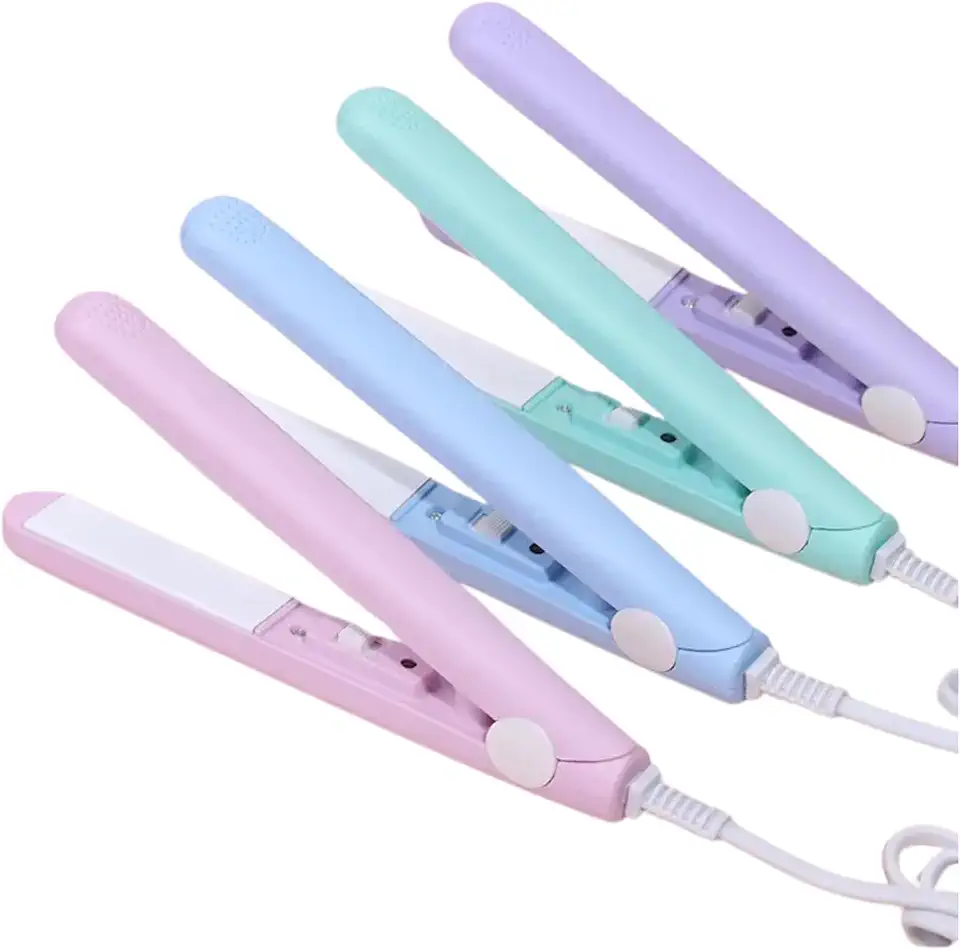 Mini Chapinha Prancha de Cabelo Portátil para Franja e Barba Premium Presente Mini Kit Viagem Travel - Rosa