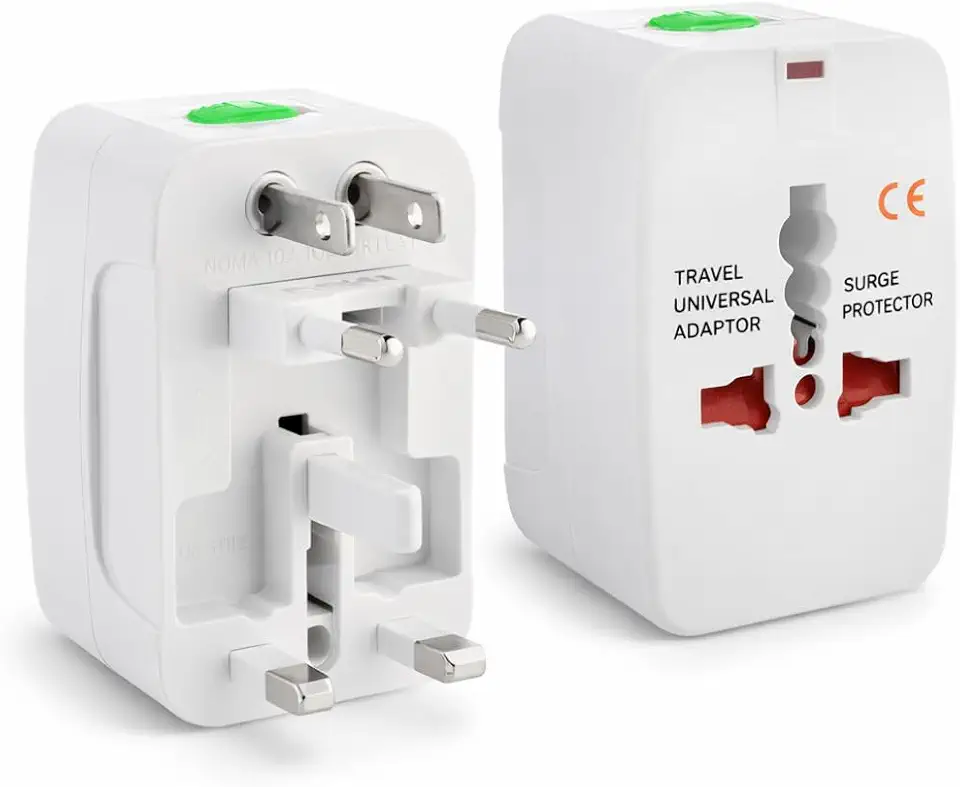 Adaptador de Tomada Universal Para Viagem Padrão Internacional Europa UK Asia EUA JP AU EU Europeu 3 Pinos Mais de 150 Países Bivolt Trava de Segurança Portátil Ajustável -