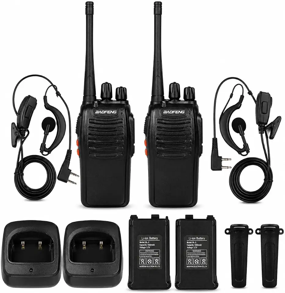 Rádio Comunicador BF-777S Profissional Kit 2 Walk Talk 16 Canais Alcance até 4km Com Fone de Ouvido Bateria Recarregável HT Rádio Segurança Evento Obra