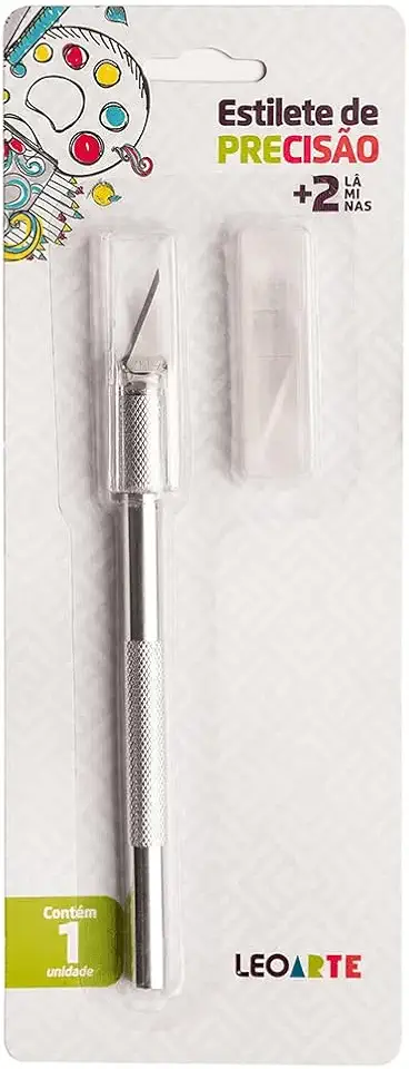 Estilete Tipo Bisturi C/2 Laminas Extras Blister Leo&leo Leonora, Prata