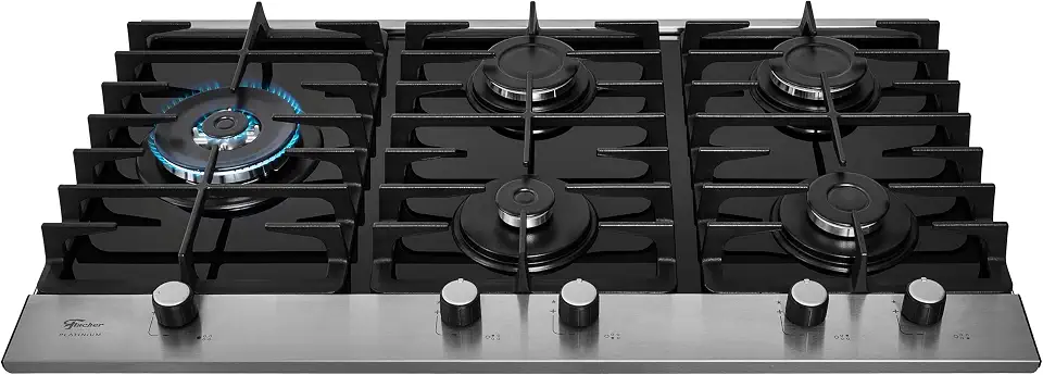 FISCHER COOKTOP À GÁS 5 BOCAS PLATINIUM MESA VIDRO PRETO 33810-92122